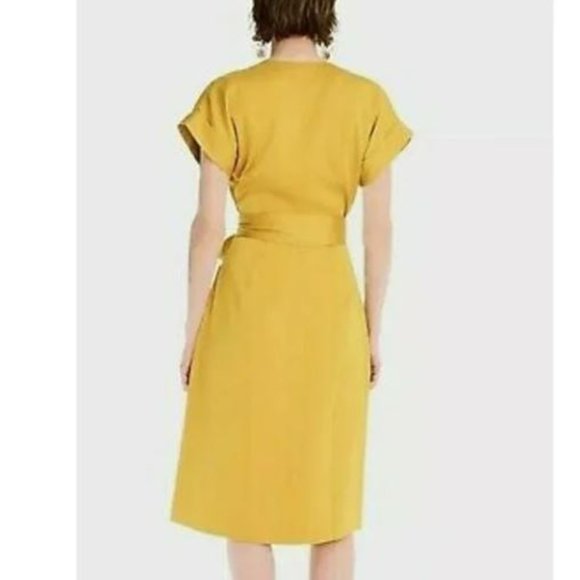 J Crew Satin Wrap Dress Yellow Gold Small - Picture 3 of 4